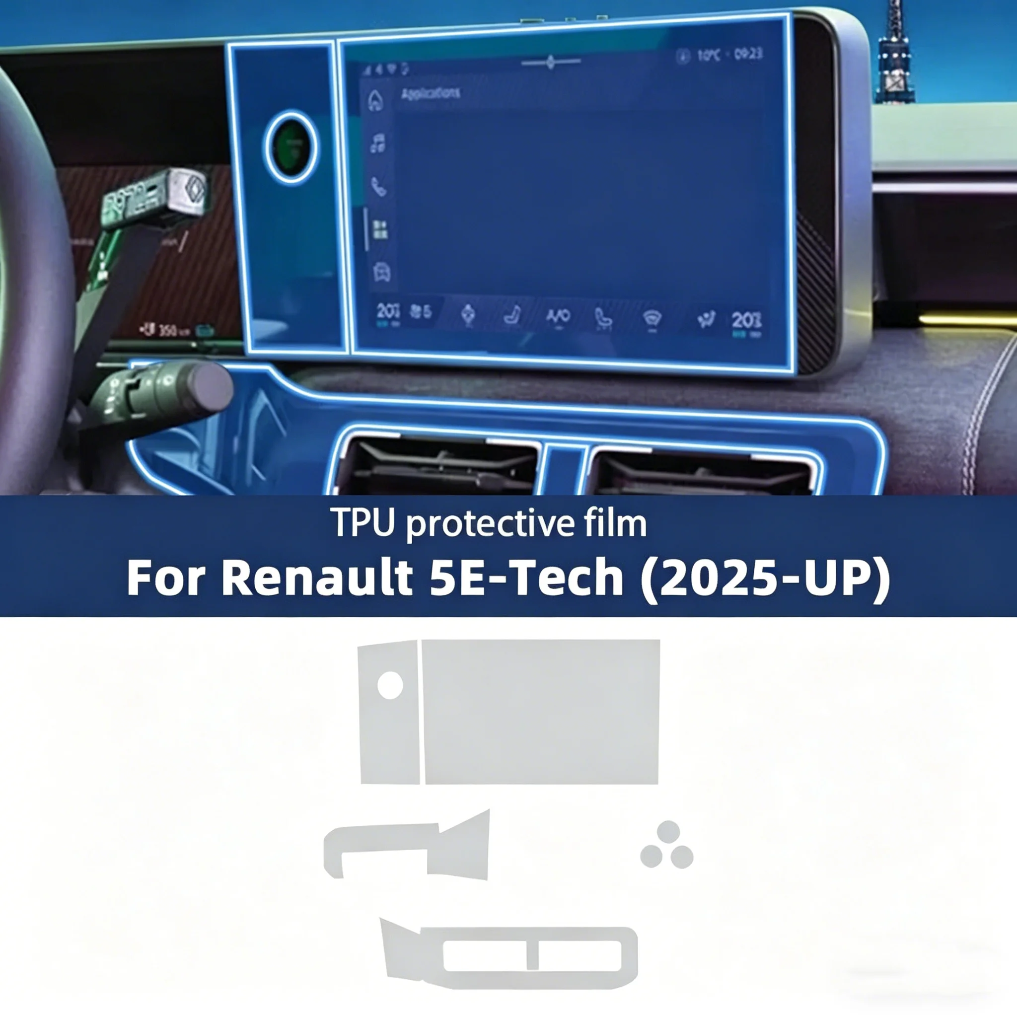 Interior Design Tech - 르노 5 E-Tech 2025-2026용 투명 TPU