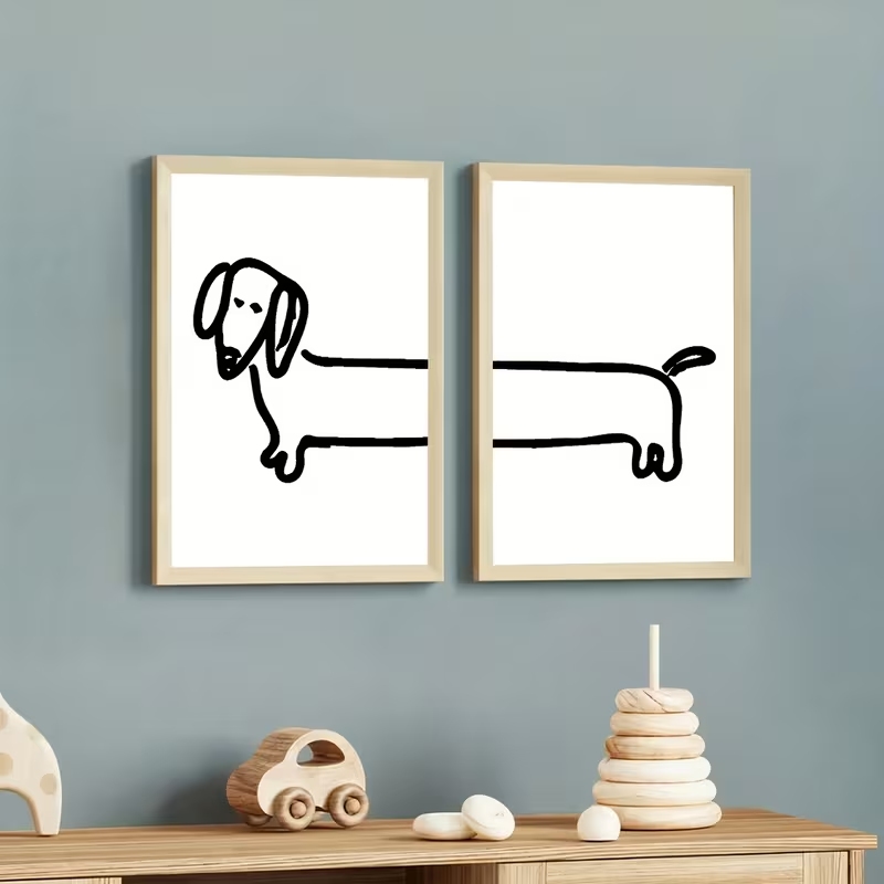 2PCS 현대 닥스훈트 재미 있은 개 벽 아트 인쇄 캔 - Interior Design Living Room 리뷰 및 가격
