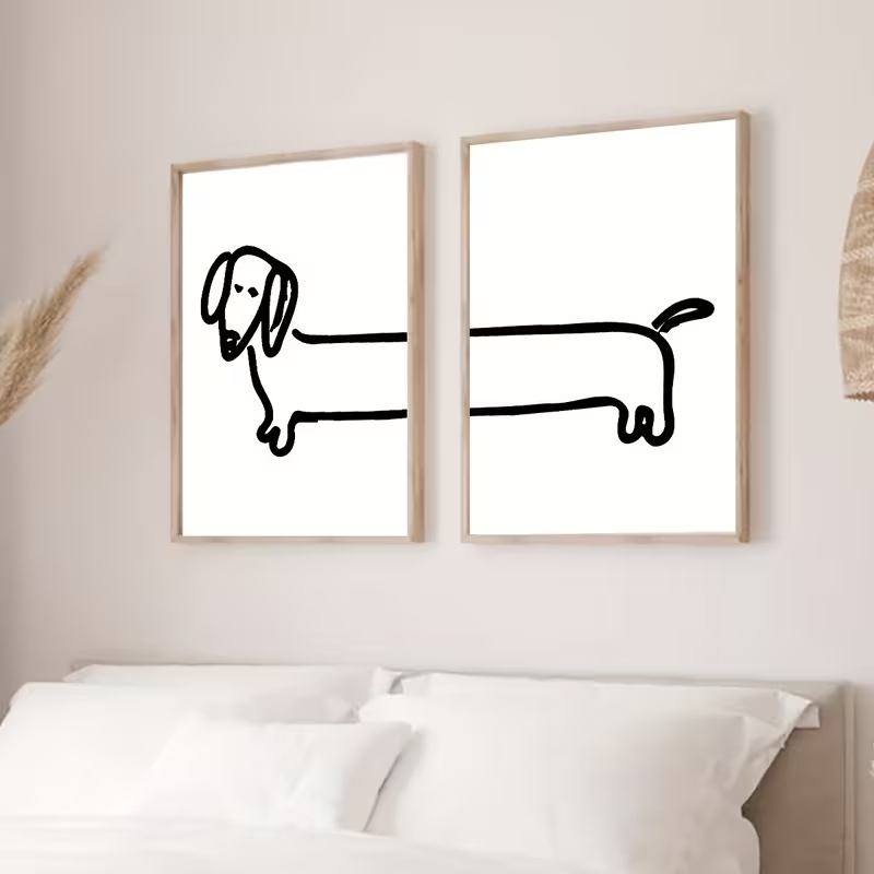 2PCS 현대 닥스훈트 재미 있은 개 벽 아트 인쇄 캔 - Interior Design Living Room 리뷰 및 가격