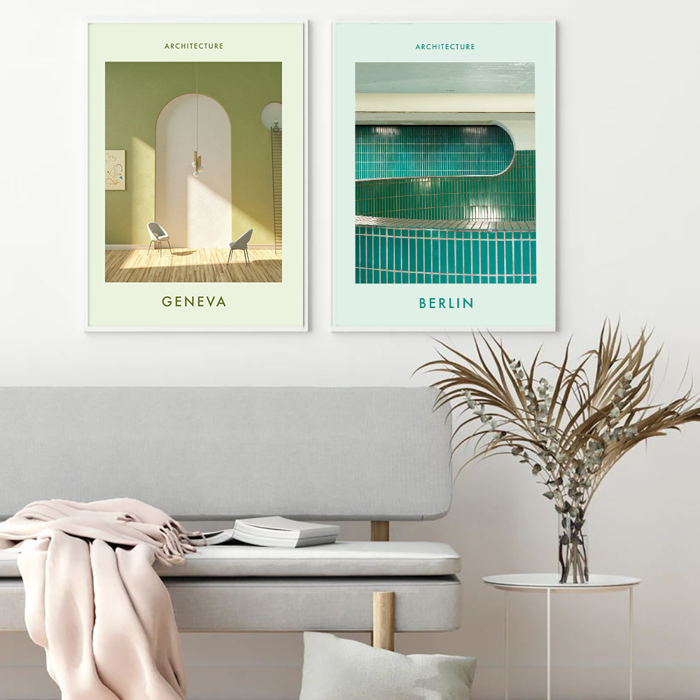 제네바 베를린 현대 건축 아트 프린트 미니멀리스트 디자 - Interior Design York 리뷰 및 가격