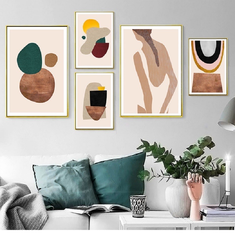 추상 스칸디나비아 포스터 인쇄 기하학적 캔버스 회화 벽 - Interior Design York 리뷰 및 가격